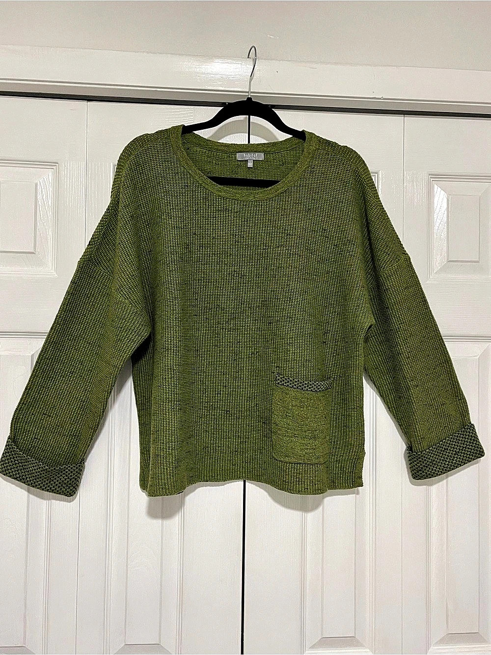 Habitat Olive Green Knit Pocket Sweater Size Large Like New